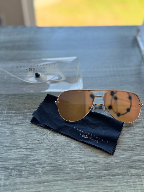 Quay Australia x Desi Perkins Gold Mirrored Aviator Sunglasses main image 2